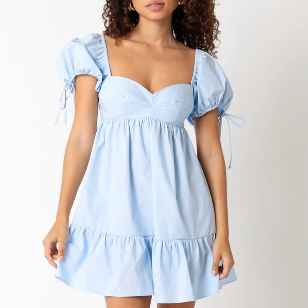 Jessie Light Blue Babydoll Mini Dress